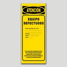 Cartel maquinaria MA15 - Equipo defectuoso