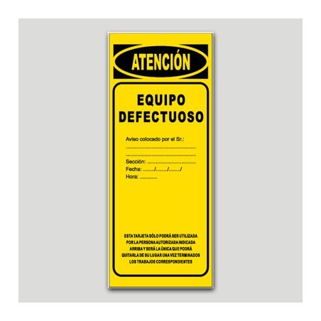 Cartel maquinaria MA15 - Equipo defectuoso Cartel maquinaria MA15 - Equipo defectuoso
