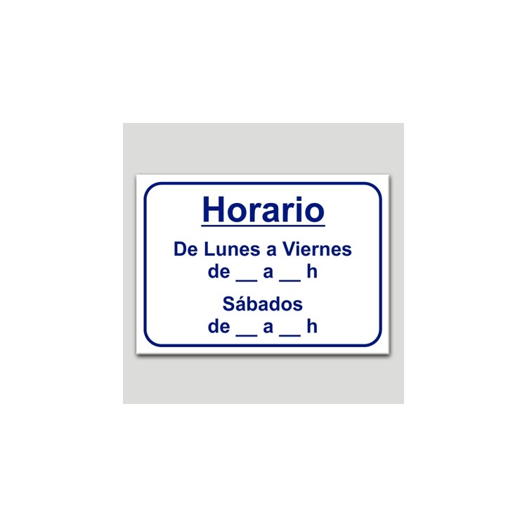 Placa Horario Transparente para Negocios y Tiendas