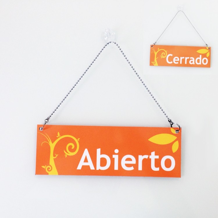 Cartel de Abierto Cerrado naranja