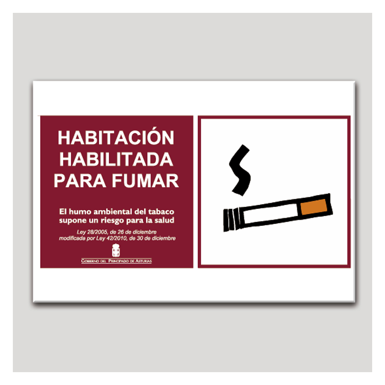 Cartel de Habitación habilitada para fumar - Asturias