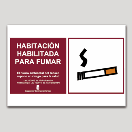 Cartel de Habitación habilitada para fumar - Asturias