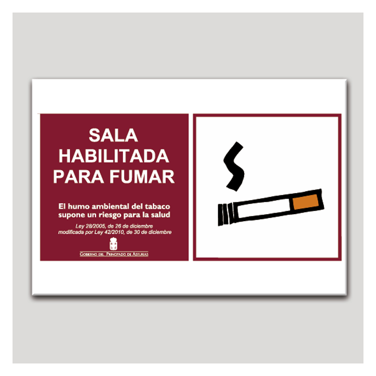 Cartel de Sala habilitada para fumar - Asturias