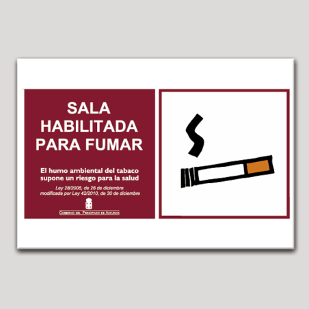 Cartel de sala habilitada para fumar - Asturias