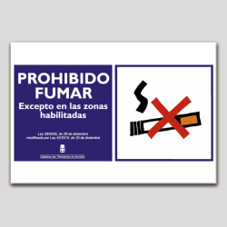 Cartel de Prohibido fumar excepto en las zonas habilitadas - Asturias