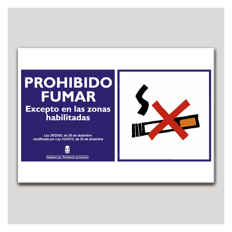 Cartel de Prohibido fumar excepto en las zonas habilitadas - Asturias