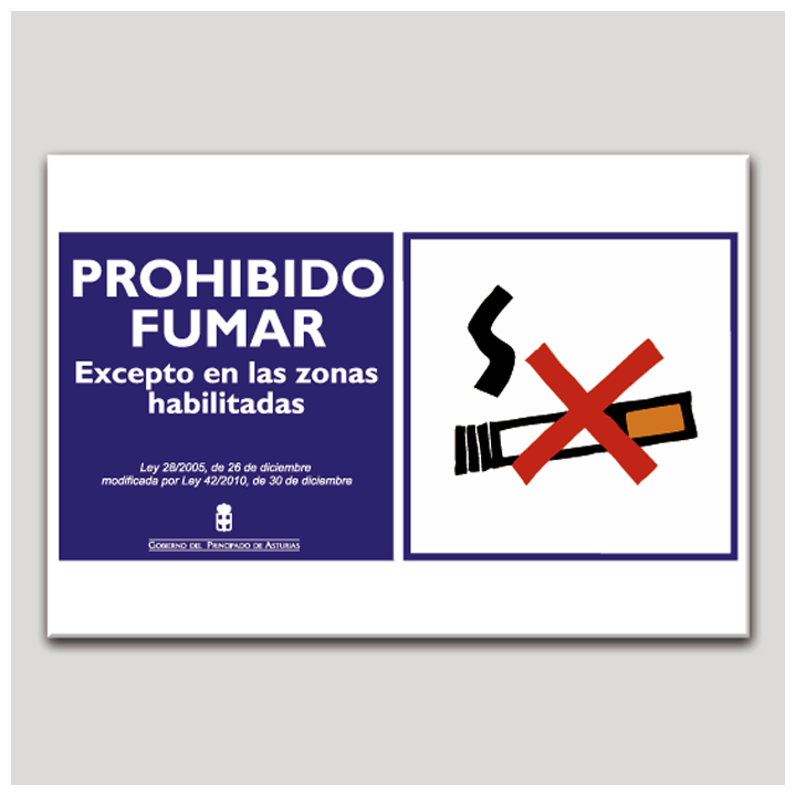 Cartel de Prohibido fumar excepto en las zonas habilitadas - Asturias