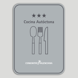 Placa distintiu Restaurant cuina autòctona tres stels - Comunitat Valenciana