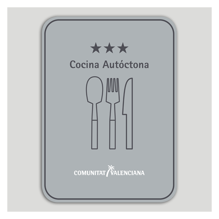 Placa distintiu Restaurant cuina autòctona tres stels - Comunitat Valenciana
