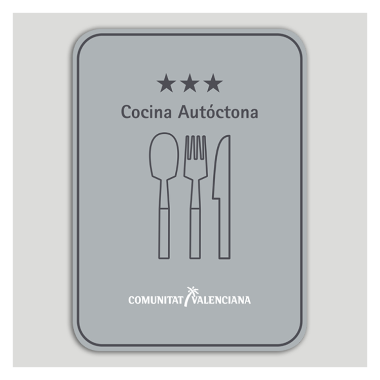 Placa distintivo Restaurante cocina autóctona tres estrellas - Comunidad Valenciana