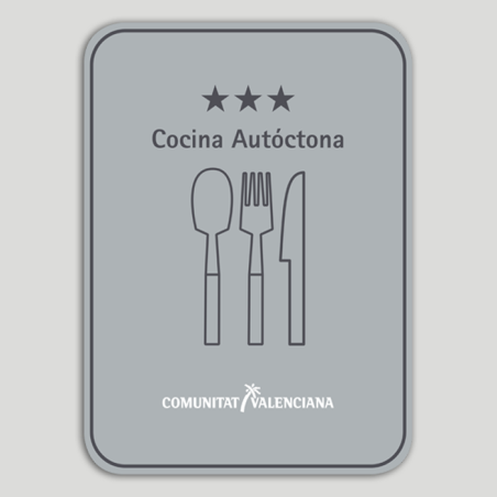 Placa distintivo Restaurante cocina autóctona tres estrellas - Comunidad Valenciana