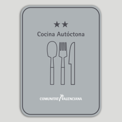 Placa distintiu Restaurant cuina autòctona dos stels - Comunitat Valenciana