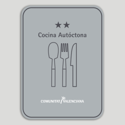 Placa distintivo Restaurante cocina autóctona dos estrellas - Comunidad Valenciana