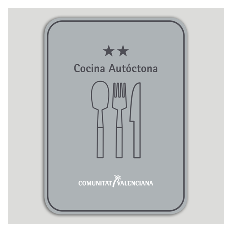 Placa distintivo Restaurante cocina autóctona dos estrellas - Comunidad Valenciana