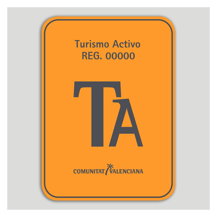 Placa distintivo Turismo Activo con número de registro - Comunidad Valenciana