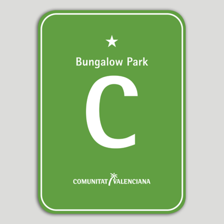 Placa distintivo Camping Bungalow Park una estrella - Comunidad Valenciana
