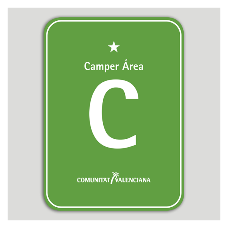 Placa distintivo Camping Camper Área una estrella - Comunidad Valenciana