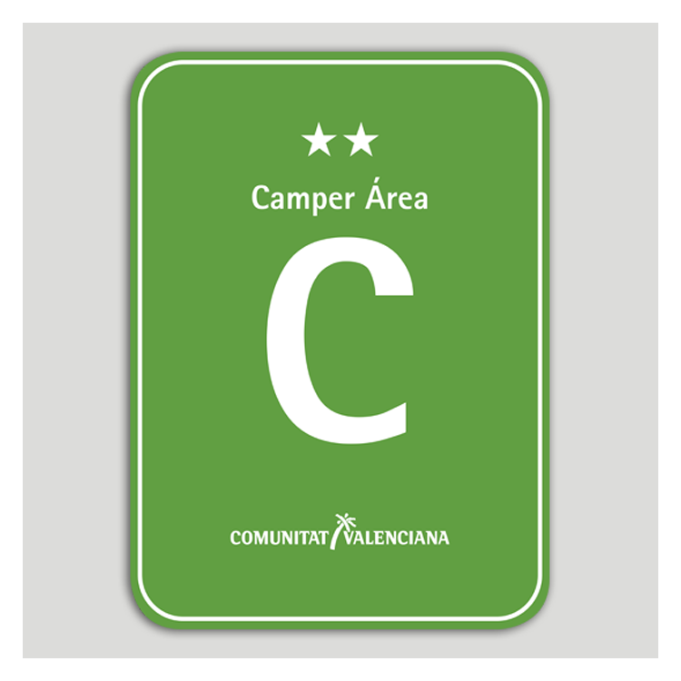 Placa distintivo Camping Camper Área dos estrellas - Comunidad Valenciana