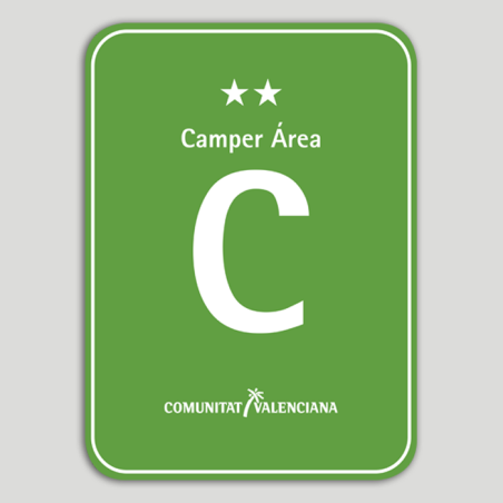 Placa distintivo Camping Camper Área dos estrellas - Comunidad Valenciana