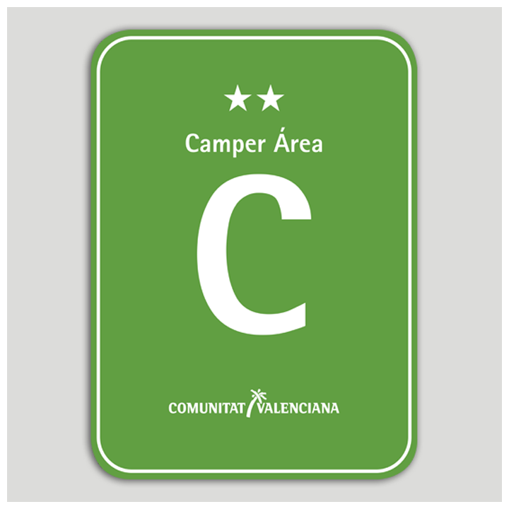 Placa distintivo Camping Camper Área dos estrellas - Comunidad Valenciana