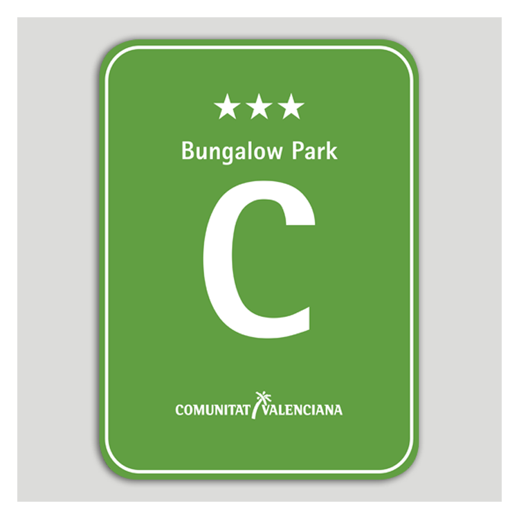 Placa distintivo Camping Bungalow Park tres estrellas - Comunidad Valenciana