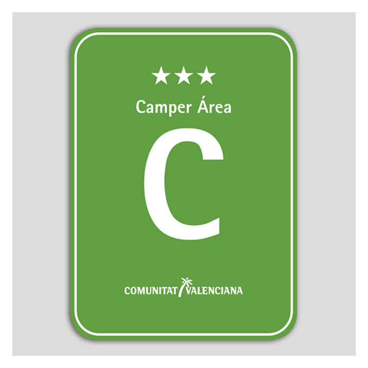 Placa distintivo Camping Camper Área tres estrellas - Comunidad Valenciana