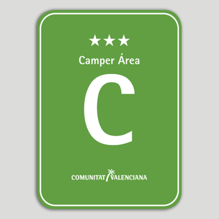 Placa distintivo Camping Camper Área tres estrellas - Comunidad Valenciana