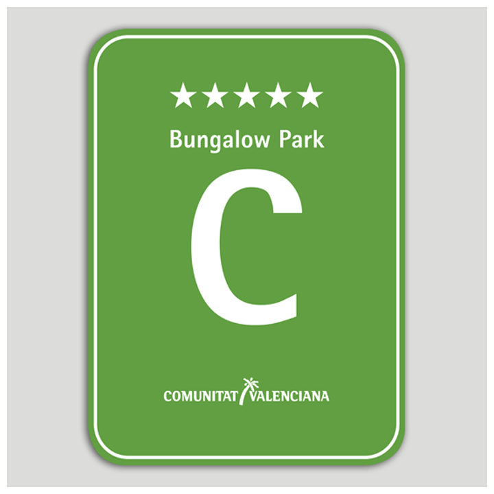 Placa distintivo Camping Bungalow Park cinco estrellas - Comunidad Valenciana