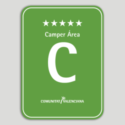 Placa distintivo Camping Camper Área cinco estrellas - Comunidad Valenciana