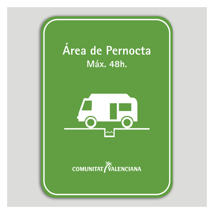 Placa distintivo Área de pernocta en tránsito para autocaravanas - Comunidad Valenciana