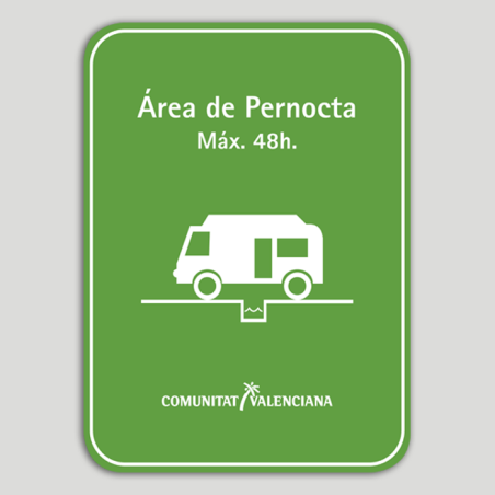 Placa distintivo Área de pernocta en tránsito para autocaravanas - Comunidad Valenciana Placa distintivo Área de pernocta en tránsito para autocaravanas - Comunidad Valenciana