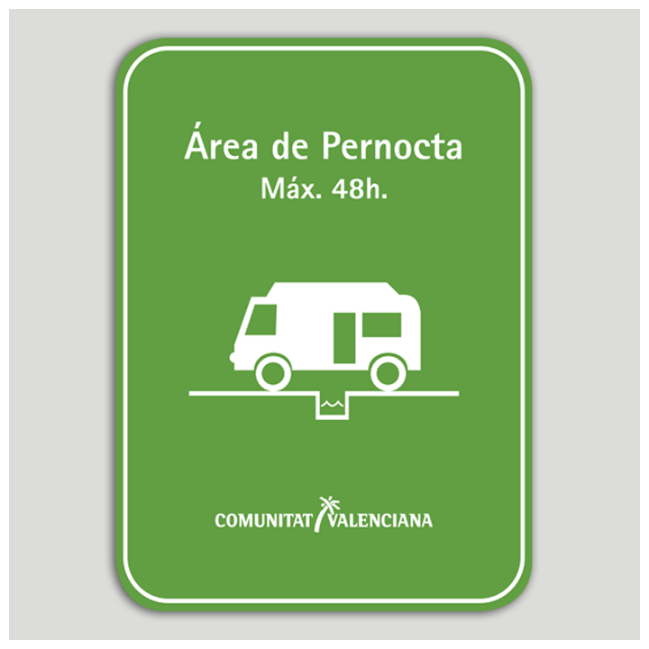 Placa distintivo Área de pernocta en tránsito para autocaravanas - Comunidad Valenciana