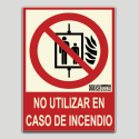 Cartel de no utilizar en caso de incendio (ascensor)