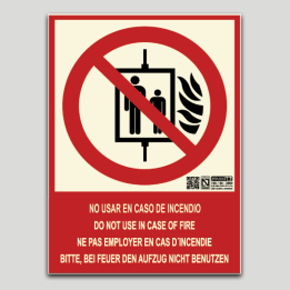 No utilizar en caso de incendio (ascensor) - cuatro idiomas