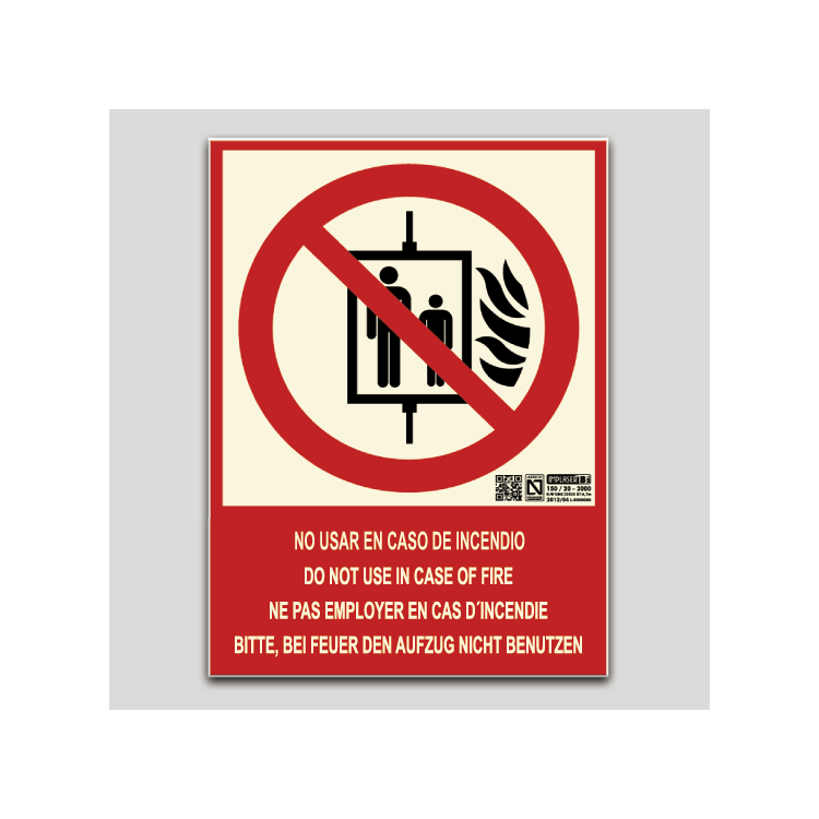 No utilizar en caso de incendio (ascensor) cuatro idiomas No utilizar en caso de incendio (ascensor) cuatro idiomas