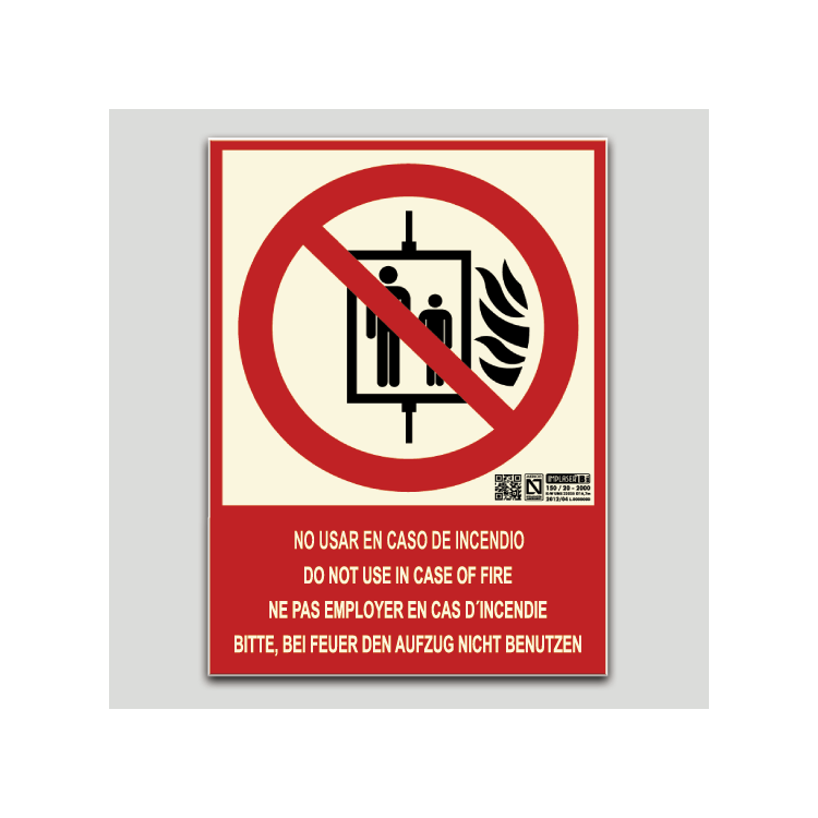 No utilizar en caso de incendio (ascensor)