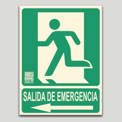 Cartel de Salida con flecha a la derecha fotoluminiscente