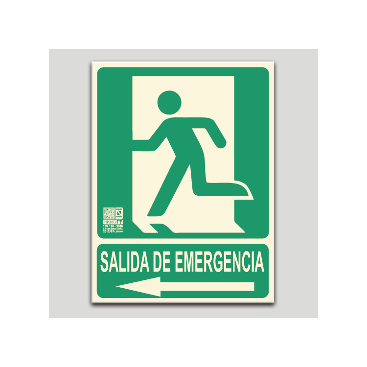 Cartel de Salida con flecha a la derecha fotoluminiscente