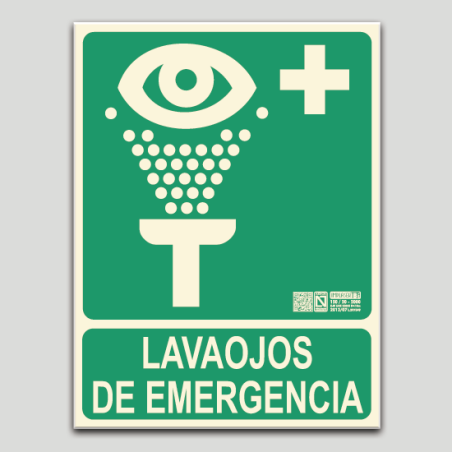 Cartel de Lavaojos de emergencia
