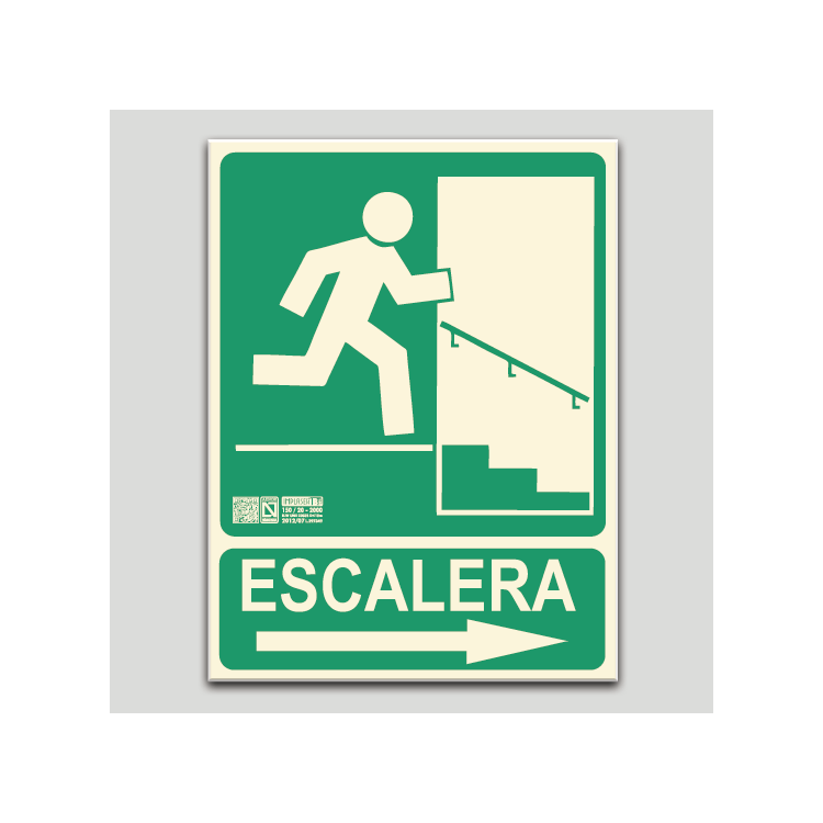 Cartel de escalera derecha bajando