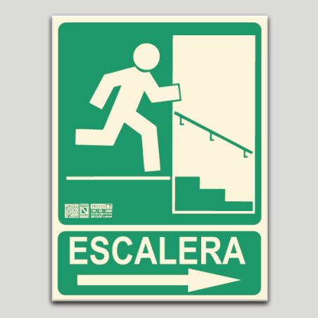 Cartel de escalera derecha bajando