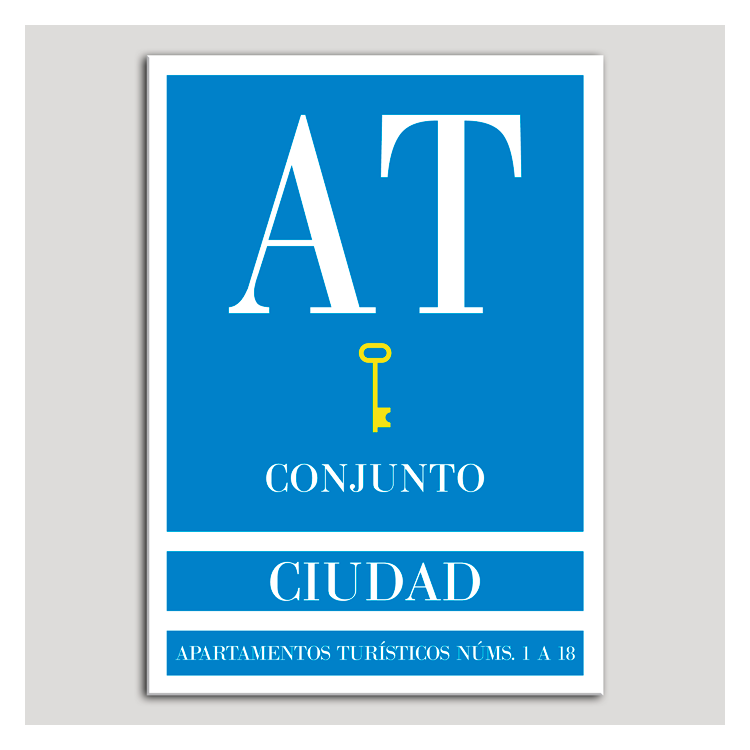 Placa distintivo Apartamento turístico - Conjunto - Ciudad - Una llave-oro. Andalucía.