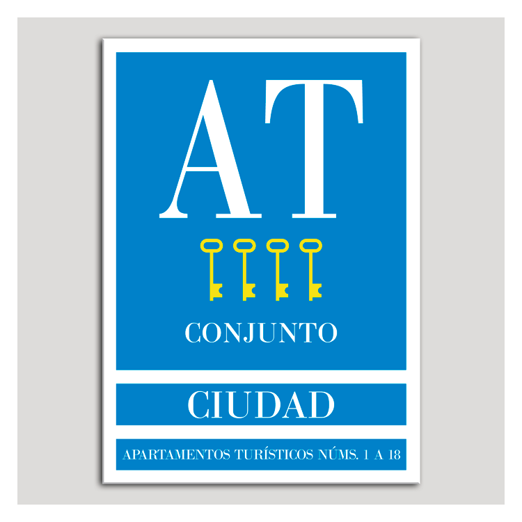 Placa distintivo Apartamento turístico - Conjunto - Ciudad - Cuatro llaves-oro.Andalucía.