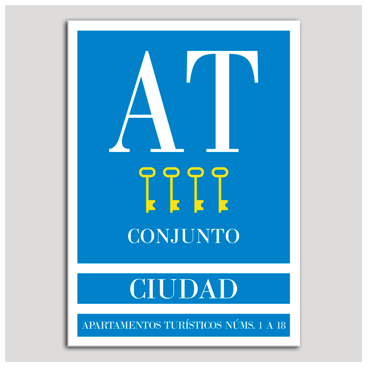 Placa distintivo Apartamento turístico - Conjunto - Ciudad - Cuatro llaves-oro.Andalucía.