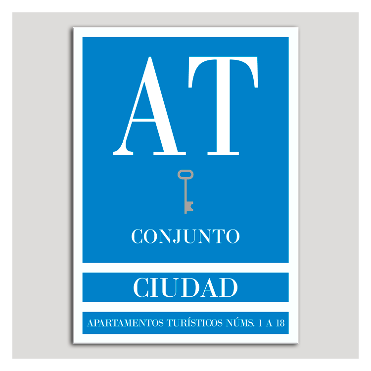 Placa distintivo Apartamento turístico - Conjunto - Ciudad - Una llave-plata.Andalucía.