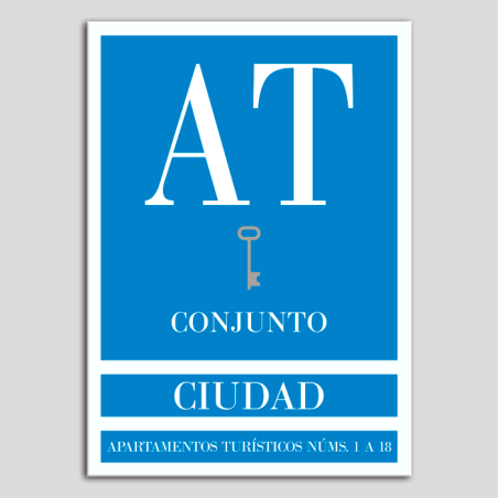 Placa distintivo Apartamento turístico - Conjunto - Ciudad - Una llave-plata.Andalucía.