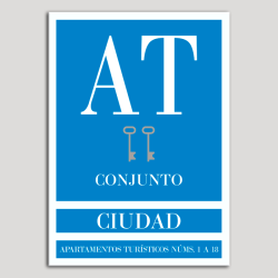 Placa distintivo Apartamento turístico - Conjunto - Ciudad - Dos llaves-plata.Andalucía.