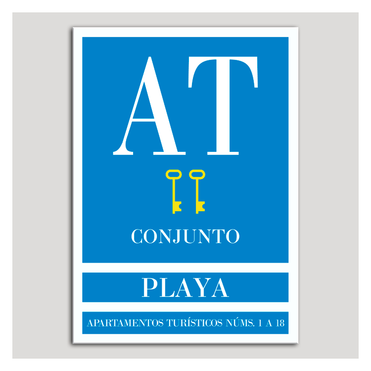 Placa distintivo Apartamento turístico - Conjunto - Playa - Dos llaves-oro.Andalucía.