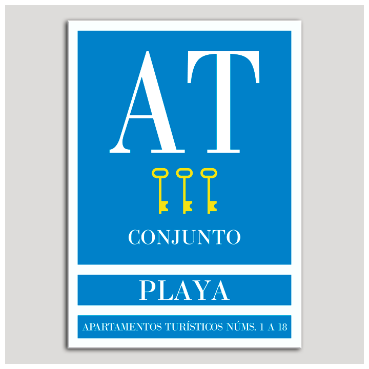 Placa distintivo Apartamento turístico - Conjunto - Playa - Tres llaves-oro.Andalucía.