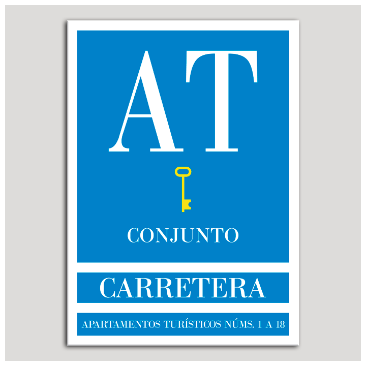 Placa distintivo Apartamento turístico - Conjunto - Carretera - Una llave-oro.Andalucía.